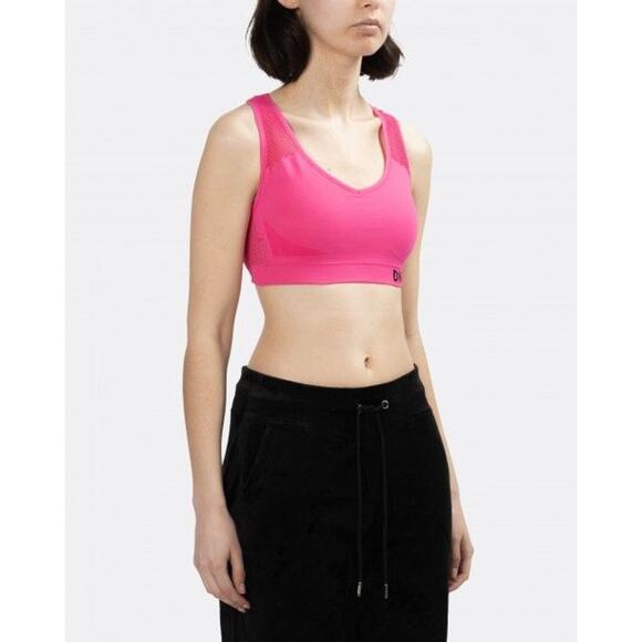 DKNY SPORT Women's Sports Bra XS Hot Pink Mesh-Back Medium-Impact NWT - Picture 1 of 10